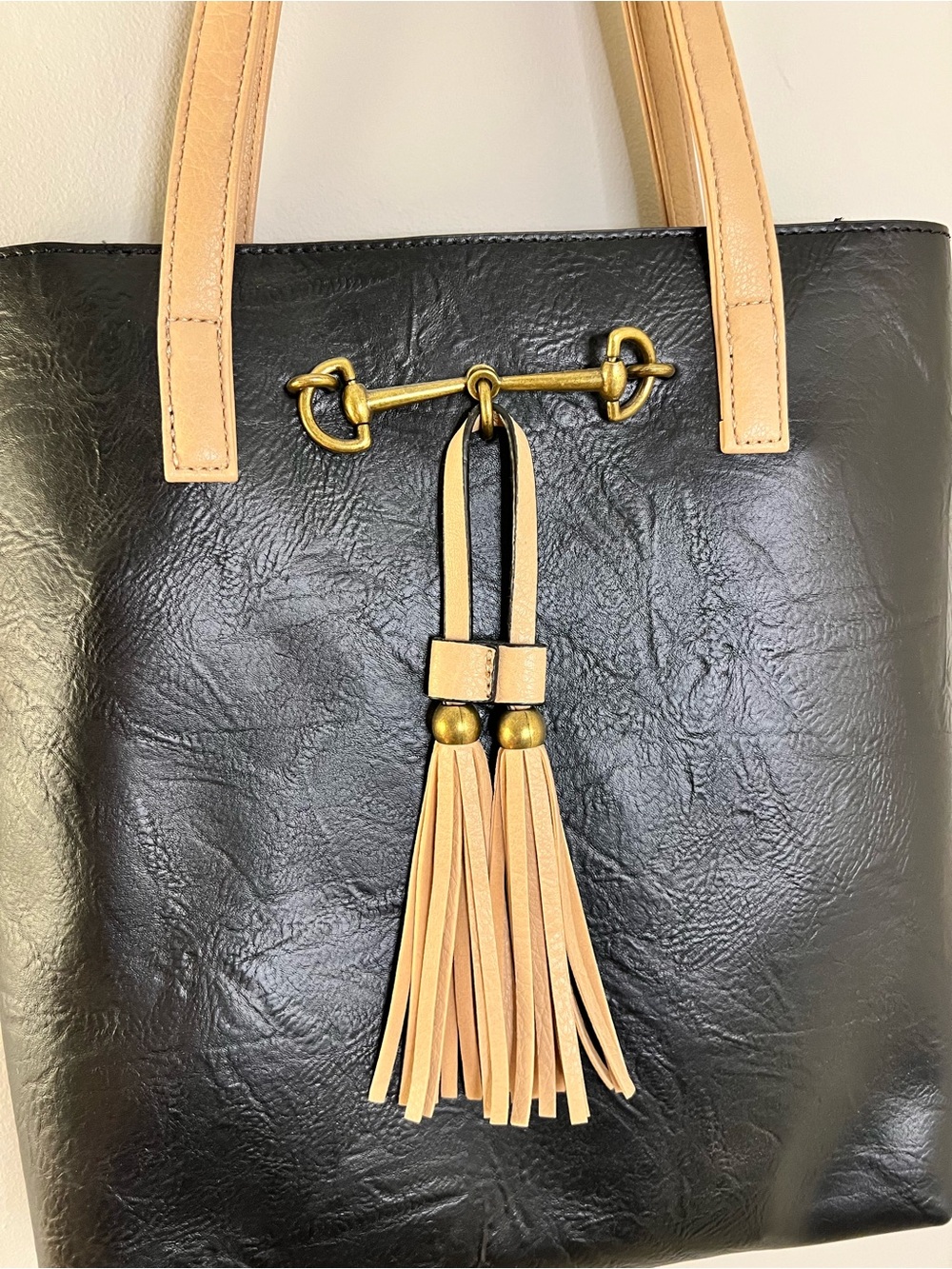 Liz Soto Jane Black Tote Bag 2 in 1 Horsebit NWOT - Picture 7 of 12
